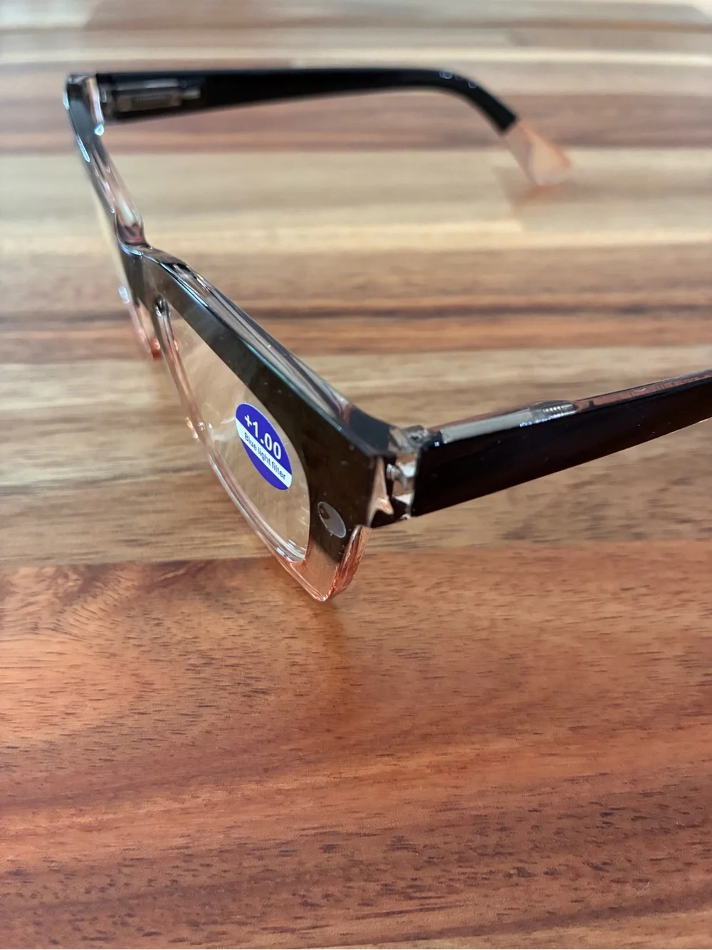 DKNY DK01 Eyeglasses Glasses Frames Transparent Peach and Black +1.0 44-22-139